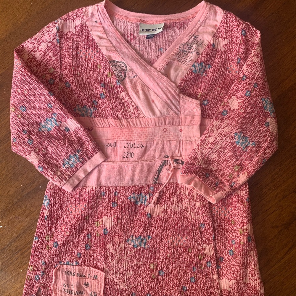 IKKS Wrap Style Pink Floral Printed Dress/Tunic Size 24 Months